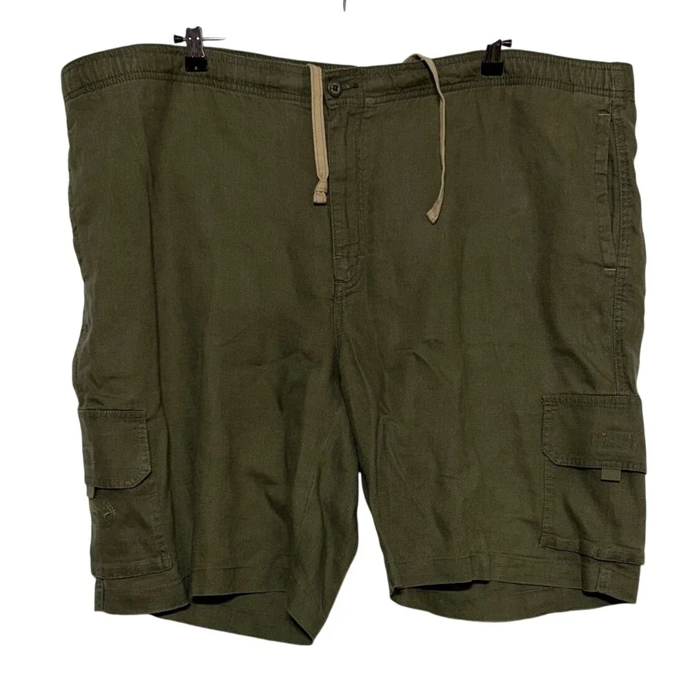 Tommy Bahama Shorts Mens XL 48X10 Green Cargo Linen Elastic Waist Pull On Beachy